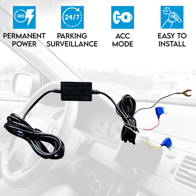 Elinz Car Dash Cam Hardwire Charger Fuse Kit Micro USB 11.8V Low Voltage Protection