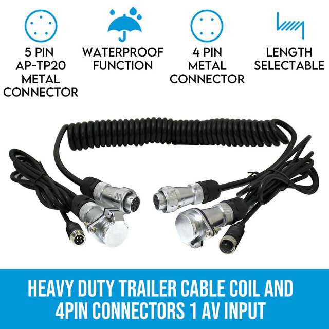 Elinz Heavy Duty Trailer Cable Coil and 4PIN Connectors 1 AV Input