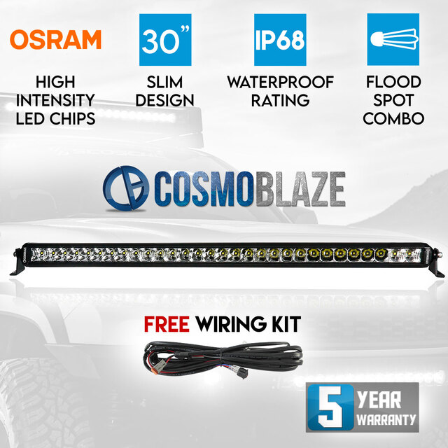 Cosmoblaze 30" Osram LED Light Bar Driving 1 Row Flood Spot Combo Beam 4x4 Truck
