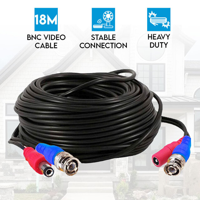 Elinz Heavy Duty BNC Video Cable 18M for 4CH 8CH Security Camera System