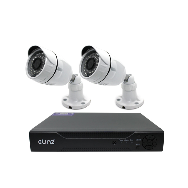 Elinz 4CH AHD CCTV DVR 2x Outdoor Bullet Security Camera System No HDD