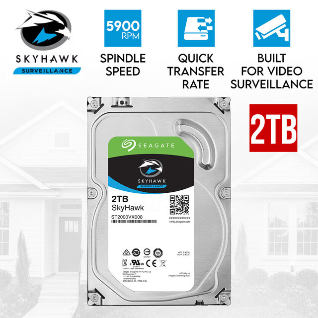 Seagate Skyhawk CCTV Surveillance 2TB 3.5" Internal Hard Disk Drive HDD DVR NVR