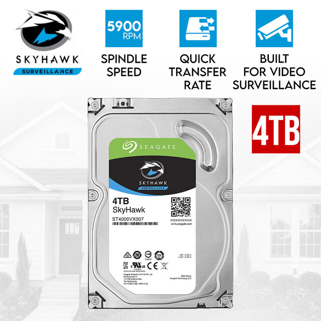 Seagate Skyhawk CCTV Surveillance 4TB 3.5" Internal Hard Disk Drive HDD DVR NVR