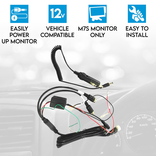 Elinz Car Charger for Reversing Camera Monitor Power Harness 12V Caravan