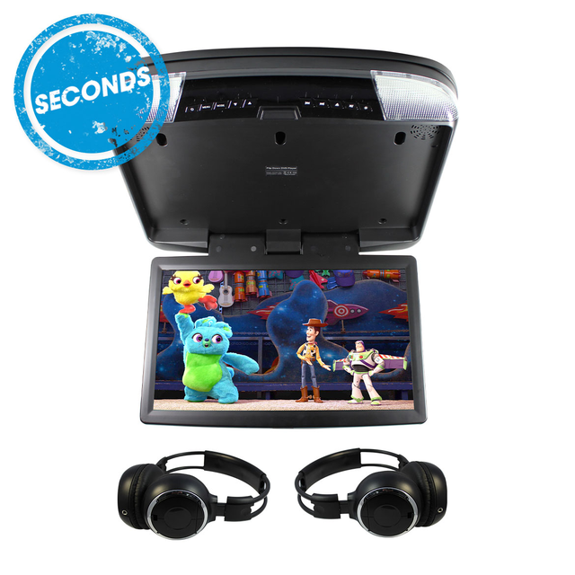 SECONDS - Elinz 15.6" DVD Player Roof mount In Car Flip Down Monitor BLACK