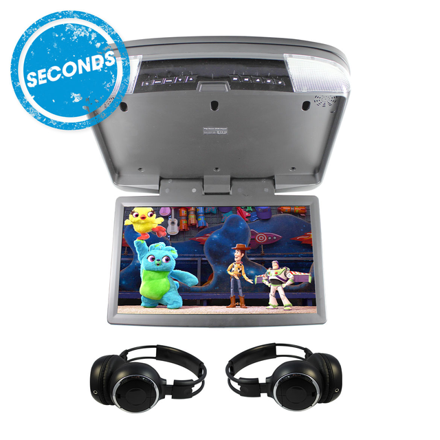 SECONDS - Elinz 15.6" DVD Player Roof mount In Car Flip Down Monitor GREY