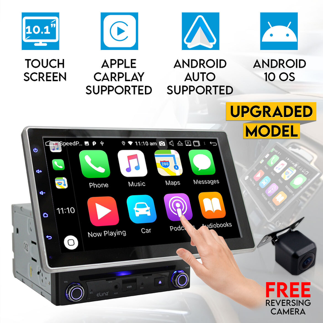 Elinz 10.1" Universal Android 10 Double 2 DIN In Dash Car DVD Player Touch Screen
