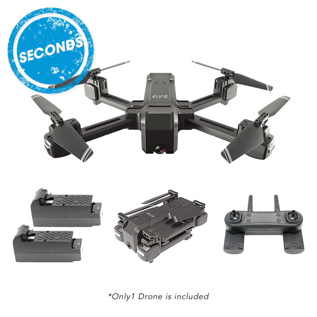 SECONDS - Elinz RC Drone 4K Photo Foldable 2K FPV Dual Camera 3x Batteries
