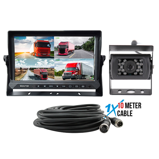Elinz 10" AHD Quad Split Screen DVR Monitor 1080P Reversing Camera Kit
