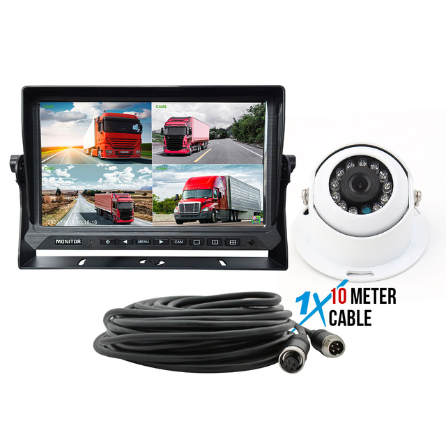 Elinz 10" AHD Quad Screen DVR Monitor 1080P Dome Reversing Camera 10M Cable