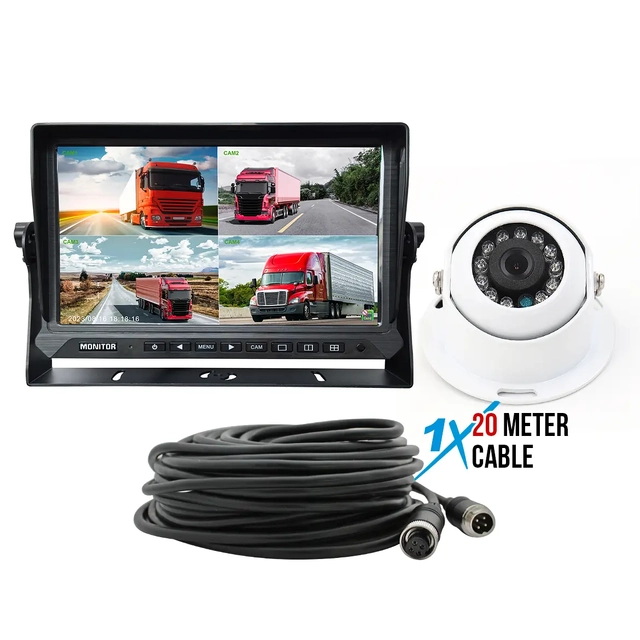 Elinz 10" AHD Quad Screen DVR Monitor 1080P Dome Reversing Camera 20M Cable