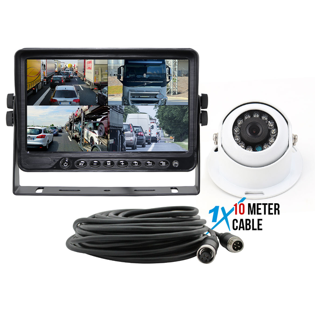 Elinz 7" AHD Monitor 4CH 1080P Heavy Duty Dome Reversing Camera 10M Cable