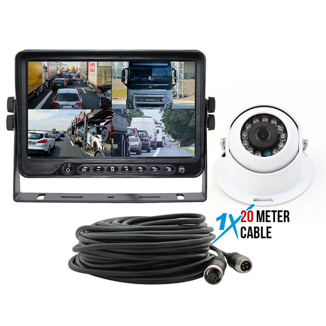 Elinz 7" AHD Monitor 4CH 1080P Heavy Duty Dome Reversing Camera 20M Cable