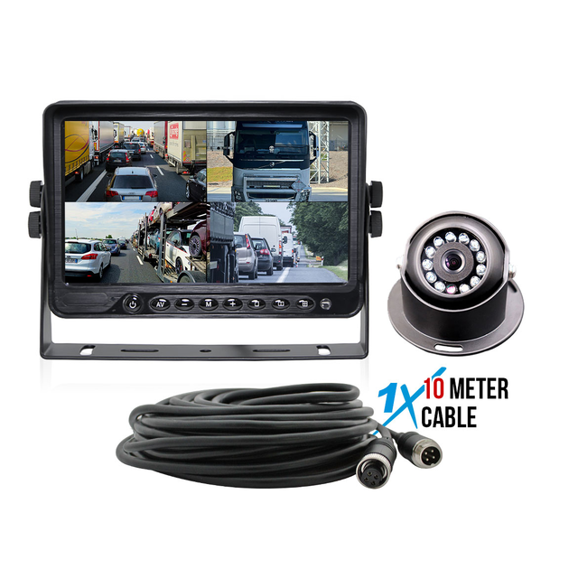 Elinz 7" AHD Monitor 4CH 1080P Heavy Duty Black Dome Reversing Camera 10M Cable