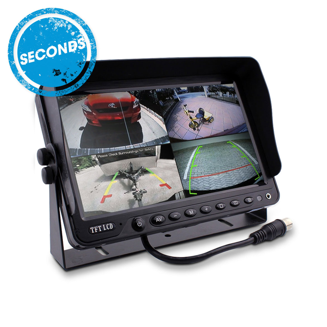 SECONDS - Elinz 9" Quadscreen DVR Monitor 12V 24V 4 AV Inputs
