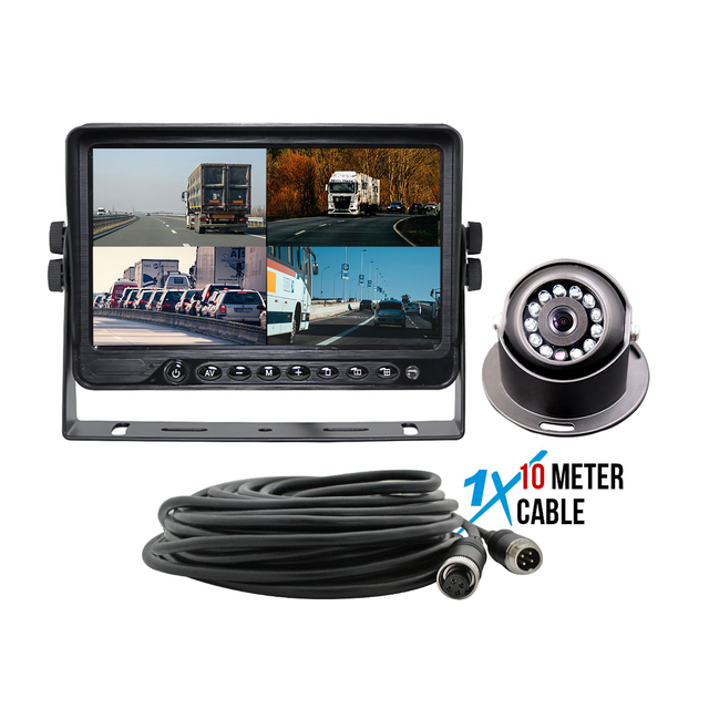 Elinz 9" 4CH DVR AHD Monitor 1080P Black Heavy Duty Dome Reversing Camera 10M Cable