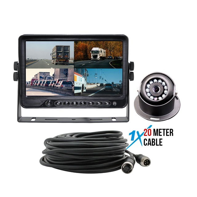 Elinz 9" 4CH DVR AHD Monitor 1080P Black Heavy Duty Dome Reversing Camera 20M Cable