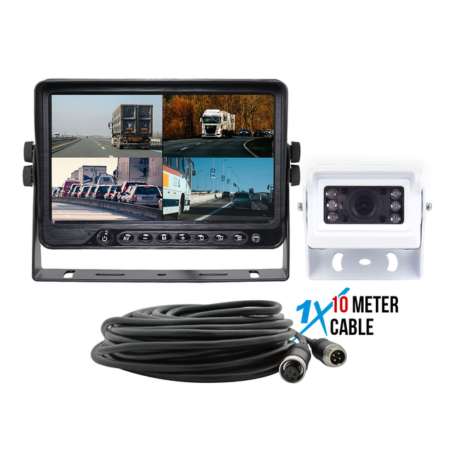 Elinz 9" 4CH DVR AHD Monitor Heavy Duty White AHD 1080P Reversing Camera 10M Cable