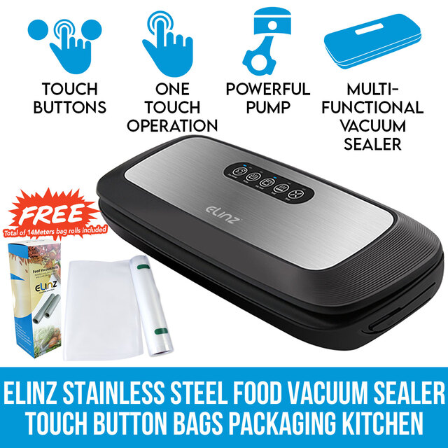 Elinz Stainless Steel Food Vacuum Sealer Packaging Kitchen Saver 4x EXTRA Rolls