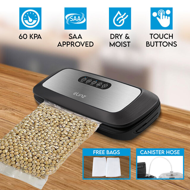 Elinz Stainless Steel Food Vacuum Sealer Touch Button Bags Packaging Kitchen Storage