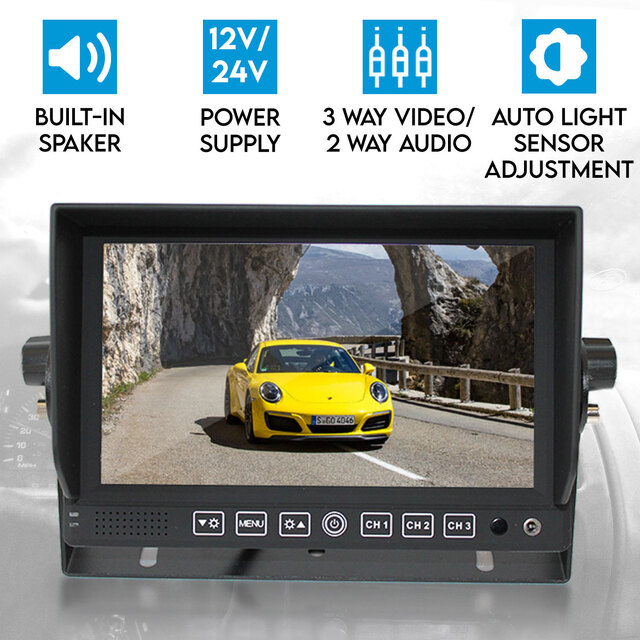 Elinz 7" Monitor HD 12V/24V with 3 AV inputs 4PIN advanced