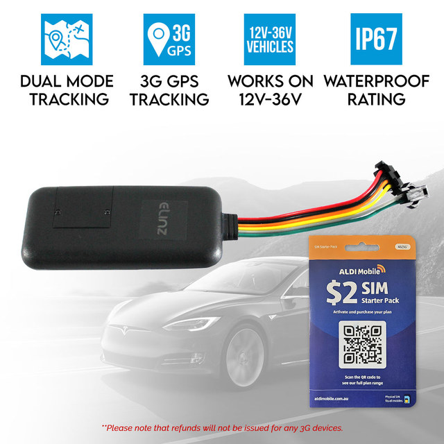 Elinz 3G GPS Tracker Real Live Tracking Device Security Vehicle Car Anti-Theft 12V-36V Bike Caravan Truck Boat with ALDI Sim Card