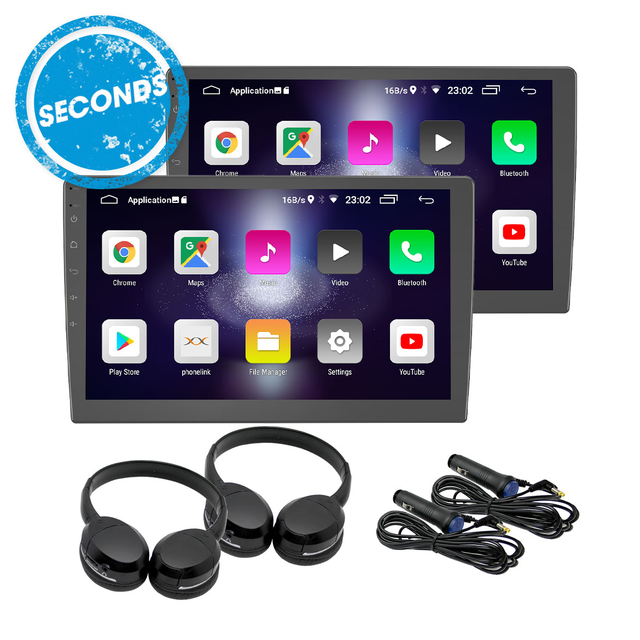 SECONDS - Elinz 2x 10.1" Android Active Car Headrest Monitor 1080P HD WiFi Touch Screen Digital Airplay Miracast No DVD Player