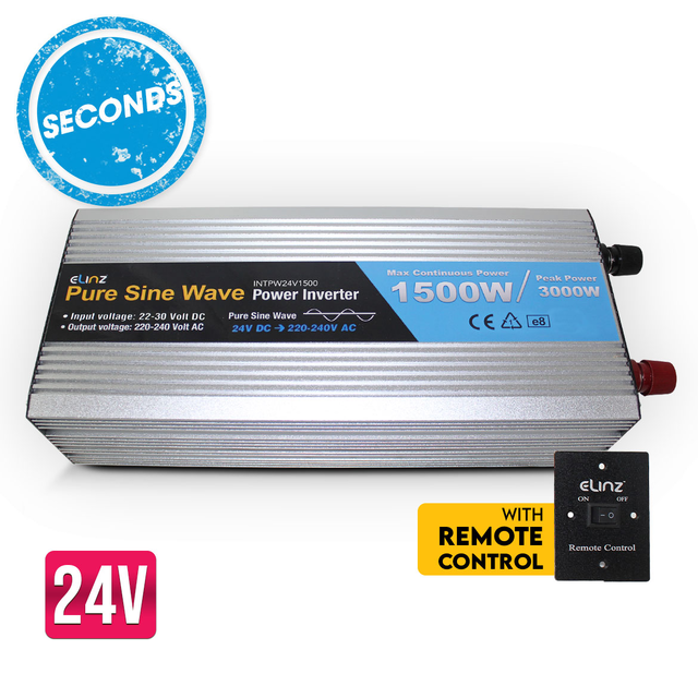 SECONDS - Elinz Pure Sine Wave Power Inverter 1500w/3000w 24v - 240v AUS plug Truck Car Caravan