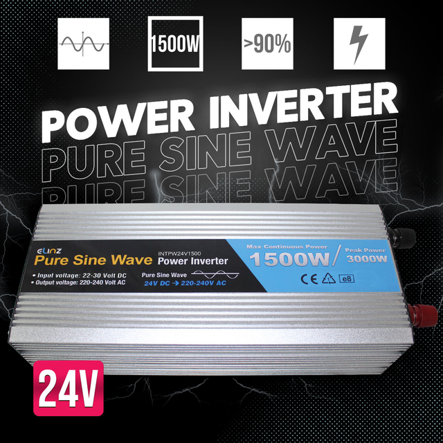 Elinz Pure Sine Wave Power Inverter 1500w/3000w 24v - 240v AUS plug Truck Car Caravan