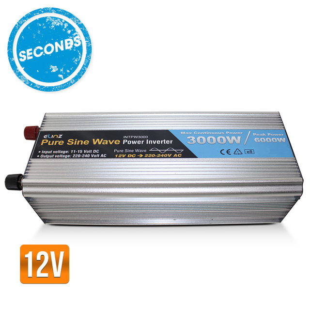 SECONDS - Elinz Pure Sine Wave Power Inverter 3000W / 6000W 12v - 240v AUS plug Car Boat Caravan