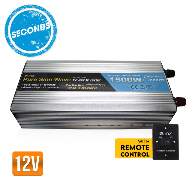 SECONDS - Elinz Pure Sine Wave Power Inverter 1500W/3000W 12V-240V AUS Plug Remote Control