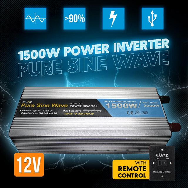 Pure Sine Wave Power Inverter 1500w / 3000w 12v - 240v AUS plug