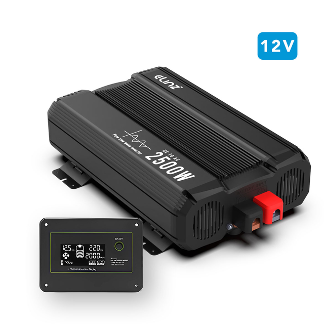Elinz Pure Sine Wave Inverter 2500W 12V with Remote Control