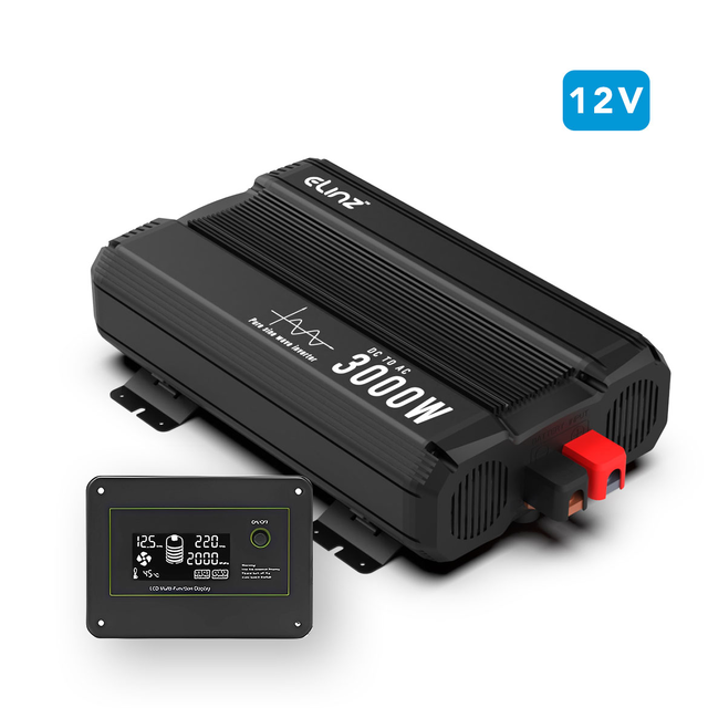 Elinz Pure Sine Wave Inverter 3000W 12V with Remote Control