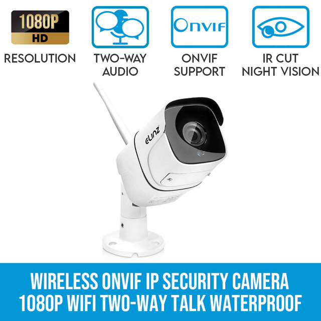 Elinz  Wireless ONVIF IP Security Camera 1080P WiFi Night Vision Two Way Talk Outdoor Waterproof CCTV