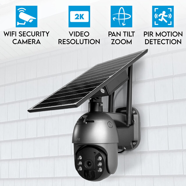 Elinz WiFi Security Camera 3MP 2K Resolution PTZ Outdoor IP65 Solar Battery Powered CCTV