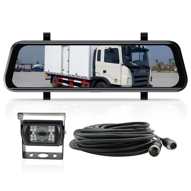 Elinz K Series 9.6" Full Screen Display Clip-on Mirror Monitor Heavy Duty AHD 1080P Reversing Camera 10M Cable