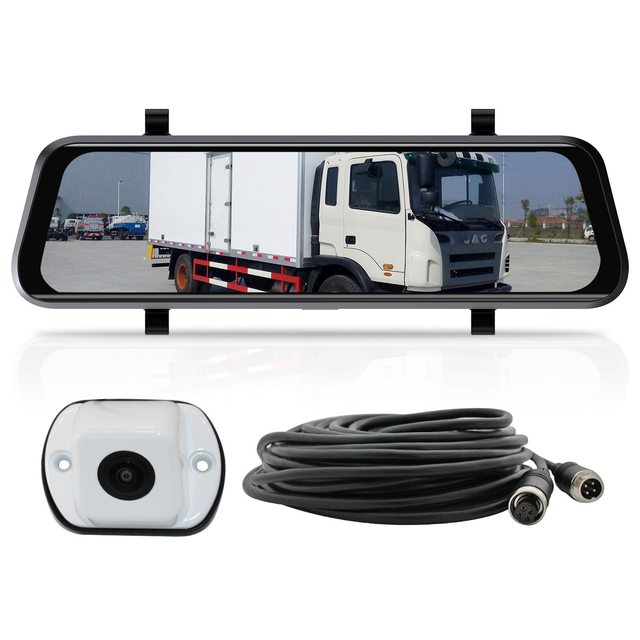Elinz K Series 9.6" Full Screen Display Clip-on Mirror Monitor Surface Mount AHD 1080P Rear Camera White 10M Cable