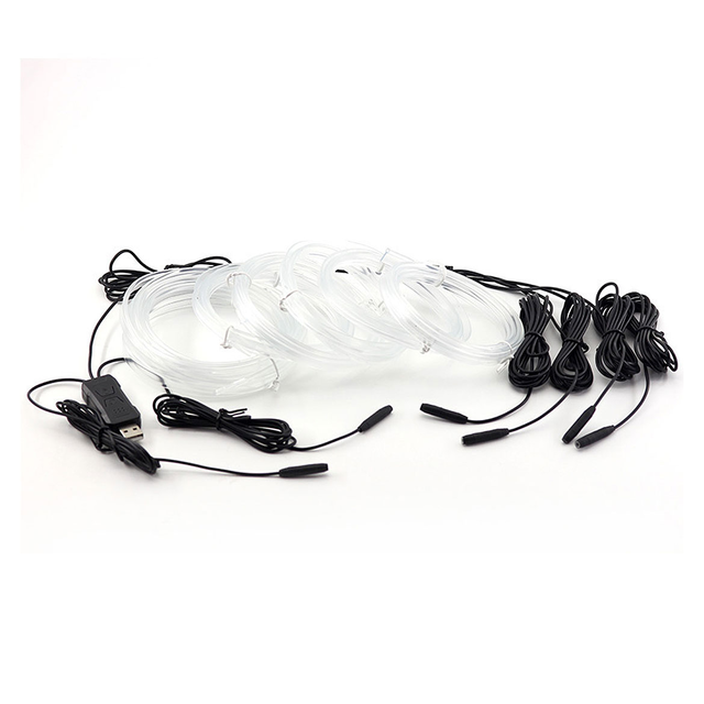 5V Car Interior Fiber Optic Ambient Cable Lights 6 in 1