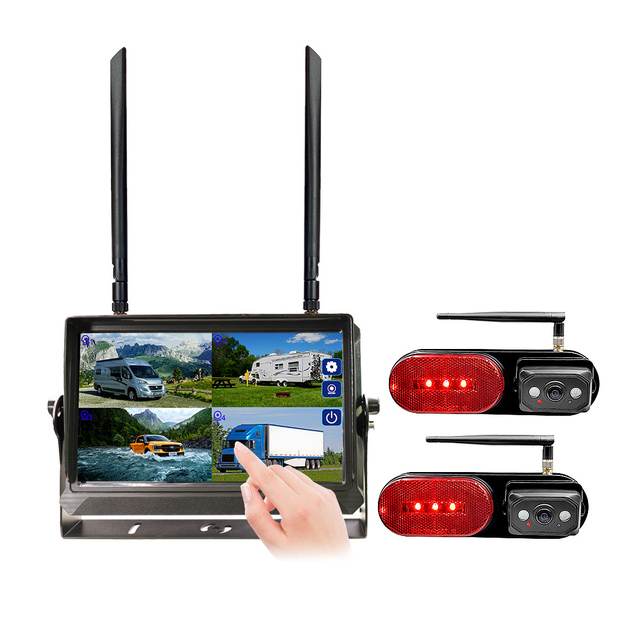 Elinz 10" Touch Screen Digital Wireless AHD Monitor 2x 1080P Rear Marker Reversing Camera
