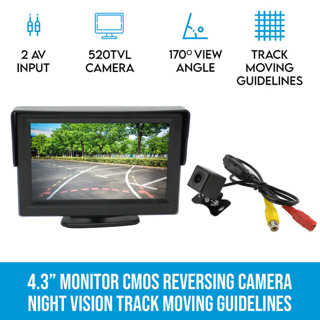 Elinz 4.3" Monitor CMOS Reversing Camera Rearview Night Vision Track Moving Guidelines