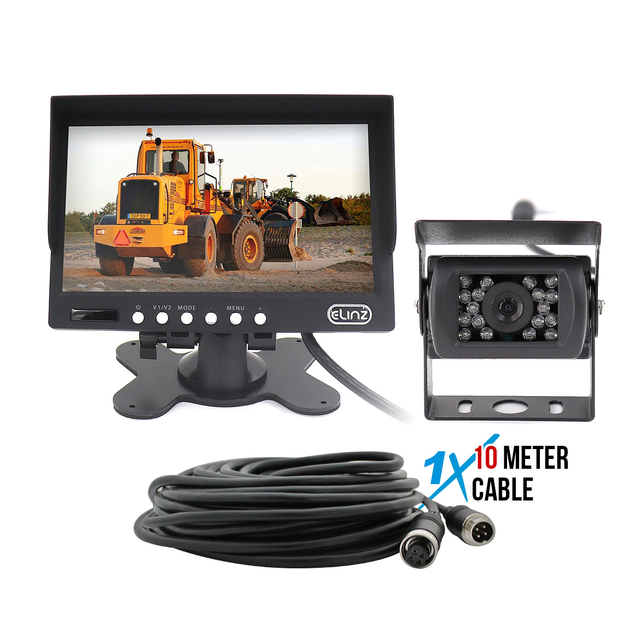 Elinz 7" AHD Monitor 2 Channel 1080P Reversing Camera Kit