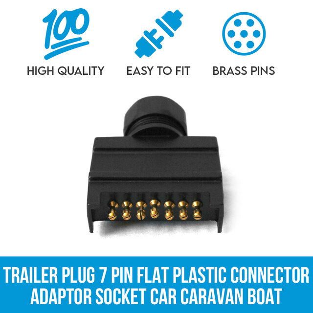 Elinz Trailer Plug 7 PIN Flat Plastic Connector Adaptor Socket Car Caravan Boat