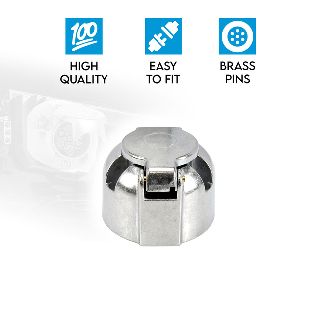 Elinz Female  Trailer Plug 7 PIN Large Round Metal Connector Adaptor Socket Car Caravan Boat