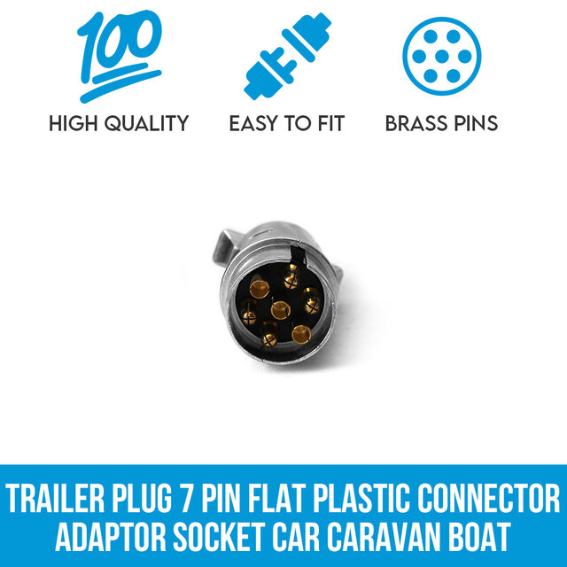 Elinz Trailer Plug 7 PIN Large Round Metal Connector Adaptor Socket Car Caravan Boat