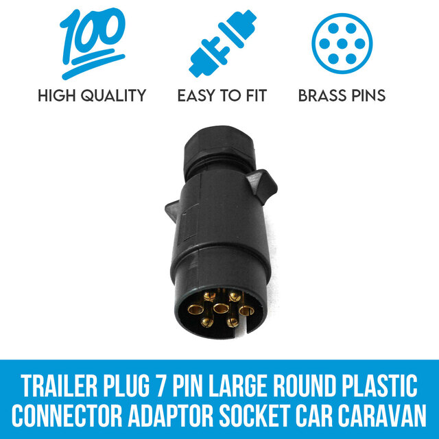 Elinz Trailer Plug 7 PIN Large Round Plastic Connector Adaptor Socket Car Caravan Boat