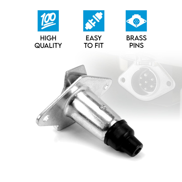 Elinz Female Trailer Plug 7 PIN Small Round Metal Connector Adaptor Socket Car Caravan Boat