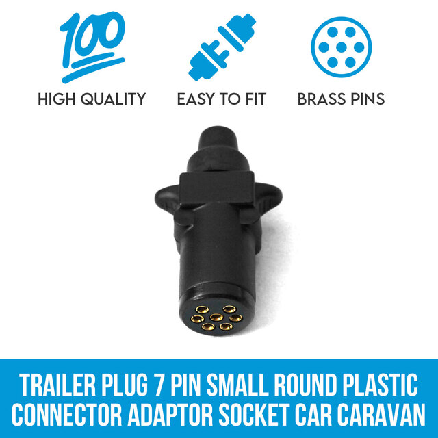 Elinz Trailer Plug 7 PIN Small Round Plastic Connector Adaptor Socket Car Caravan Boat