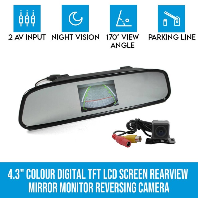 Elinz 4.3" Colour Digital TFT LCD Screen Car Rearview Mirror Monitor Reversing Camera