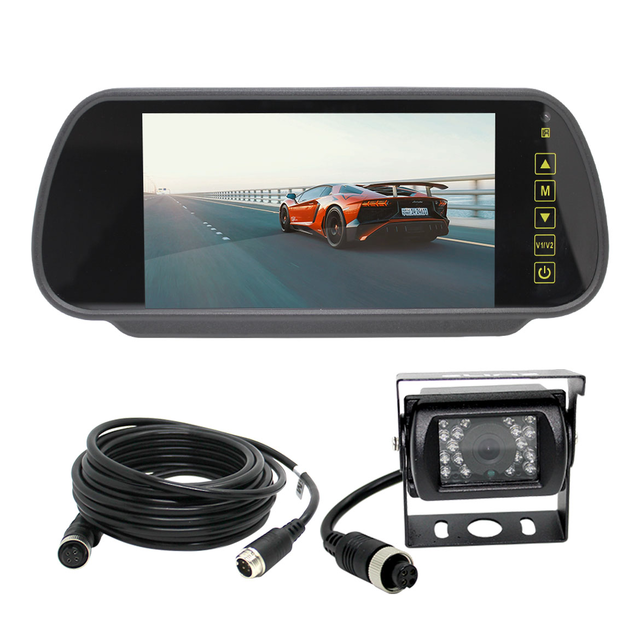 Elinz 7" 3 Channel Replacement Mirror AHD Monitor 1080P Reversing Camera Kit
